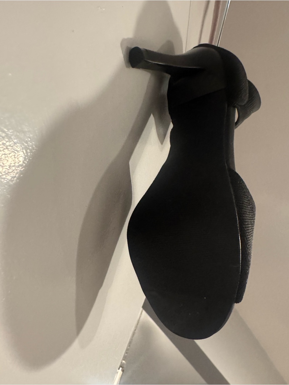 Newbella Black Open Toe Ankle Wrap Stiletto Heels Size 5 Like New — image 5 of 8